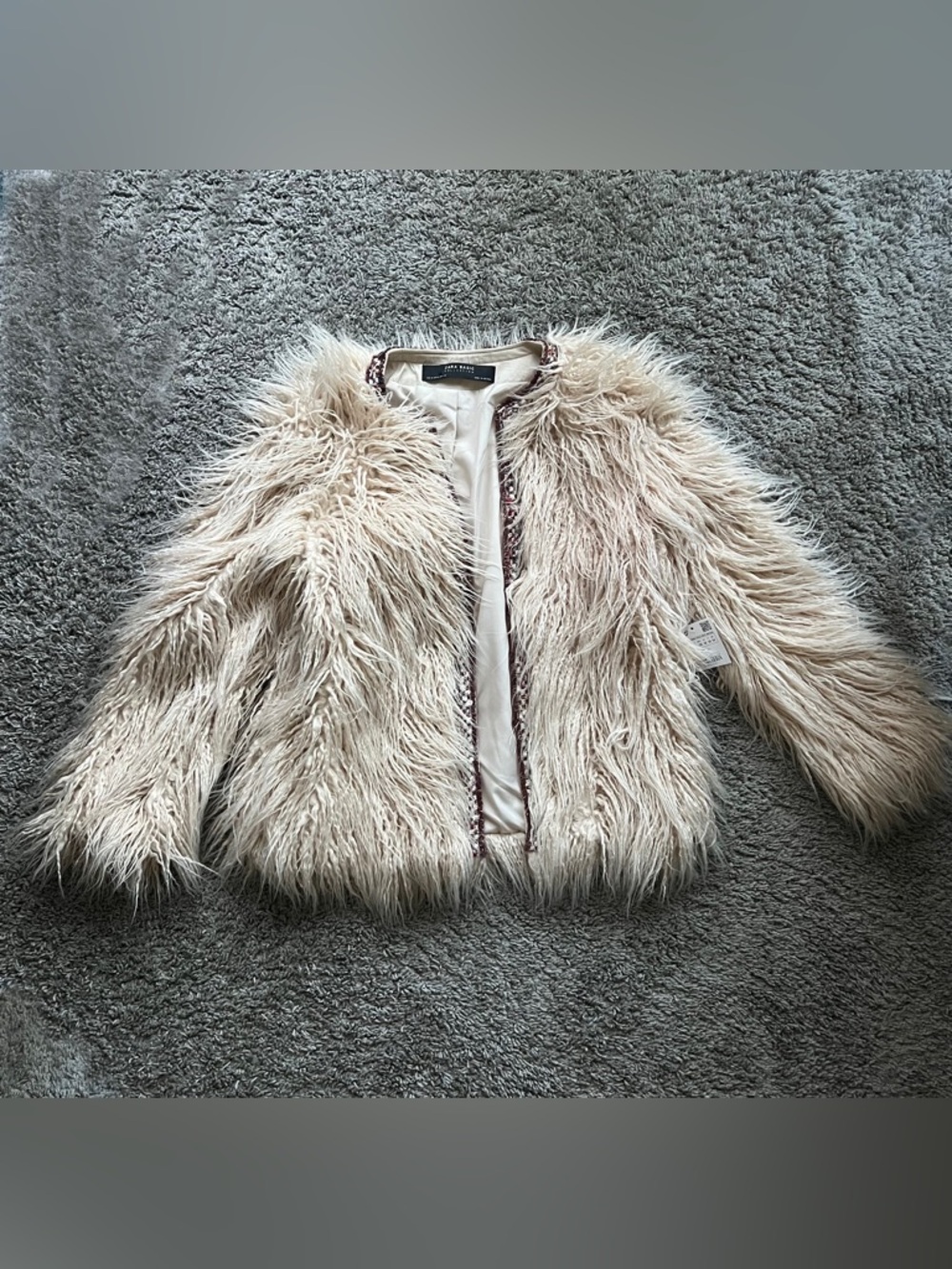Zara Beige/Cream Faux Fur Teddy Coat